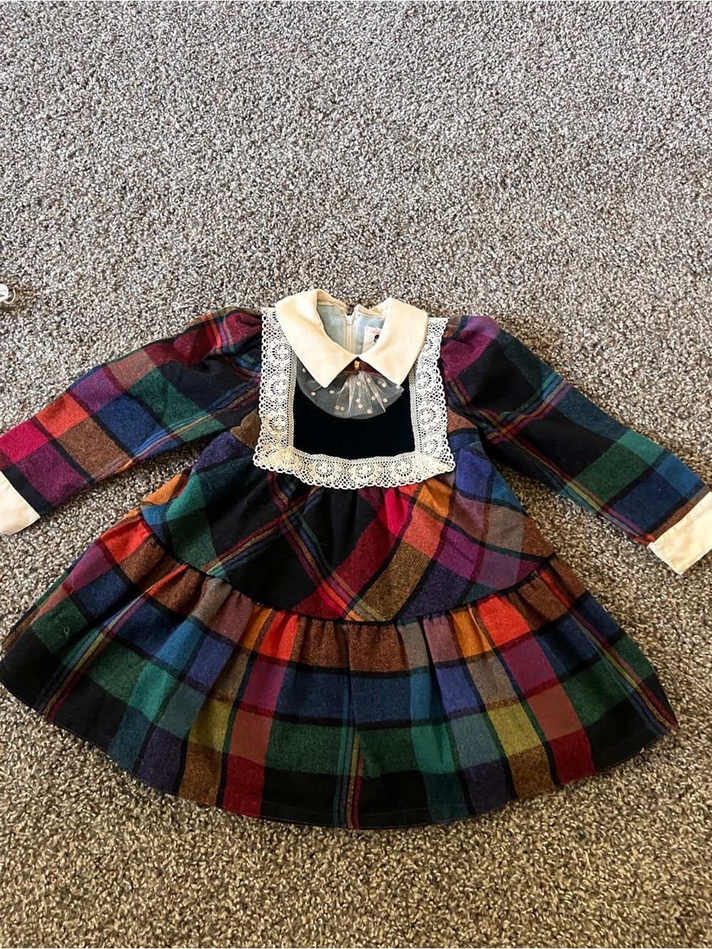 Girls Dress with Cream Peter Pan Collar and Pastel Blue Lining